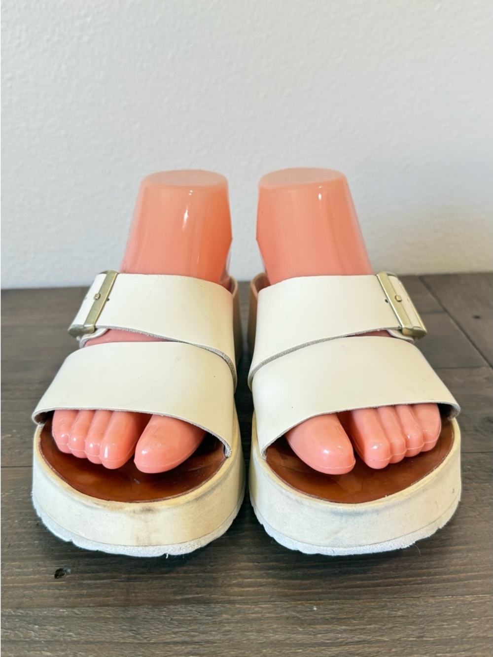 Papillio by Birkenstock Platform Sandals Neutral Cream Statement Minimal Size 37 - Picture 3 of 16